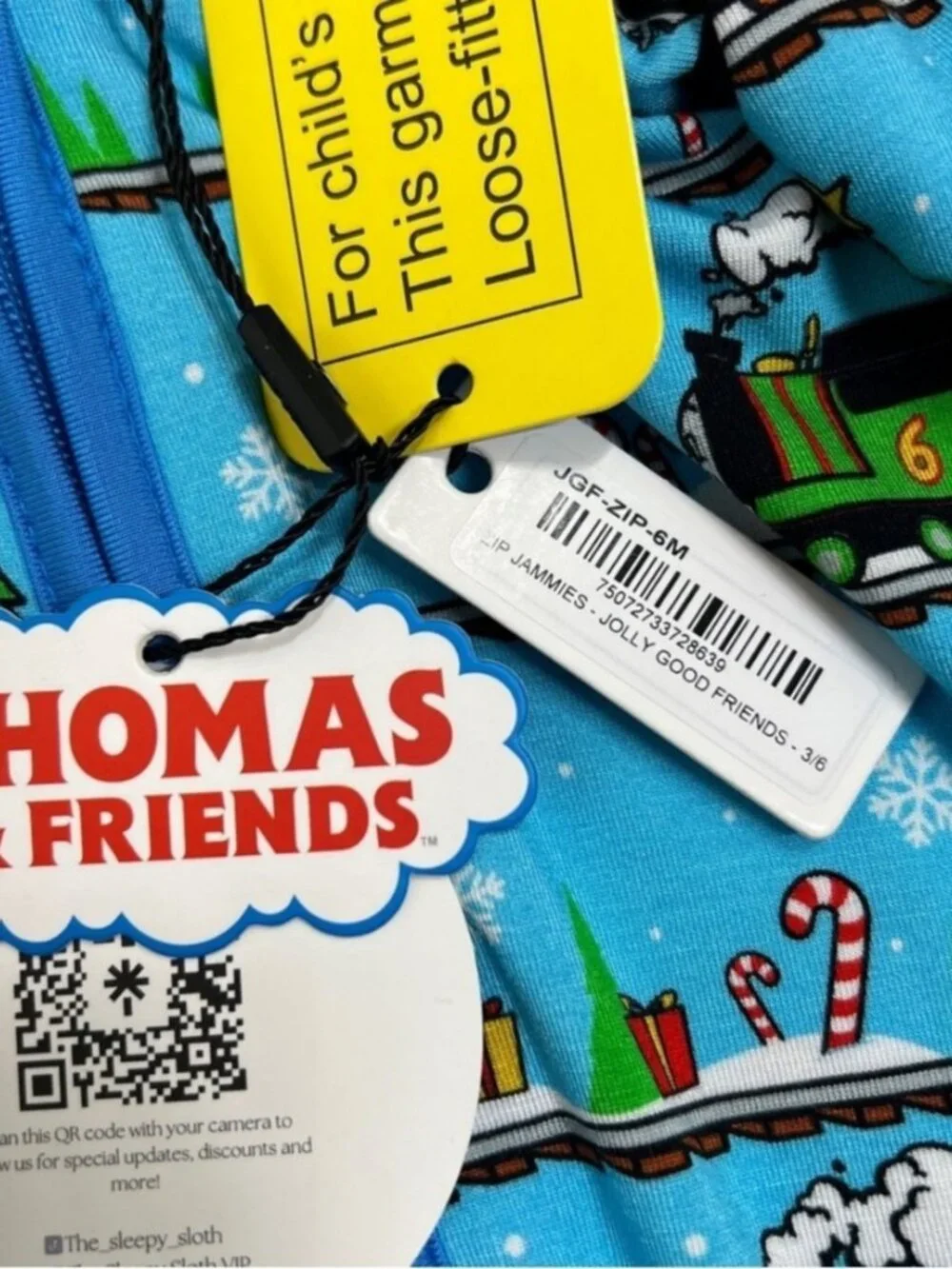 NEW The Sleepy Sloth Thomas & Friends Holiday Christmas Bamboo Zippy Sleeper